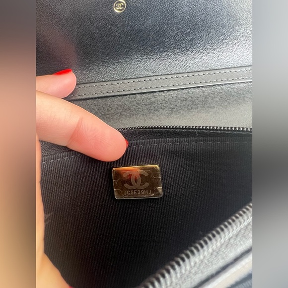 CHANEL Black Caviar Wallet with Gold Chain & Charms - Picture 9 of 12